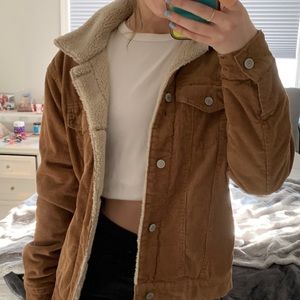 Brandy Melville Corduroy Coat with Fleece Lining